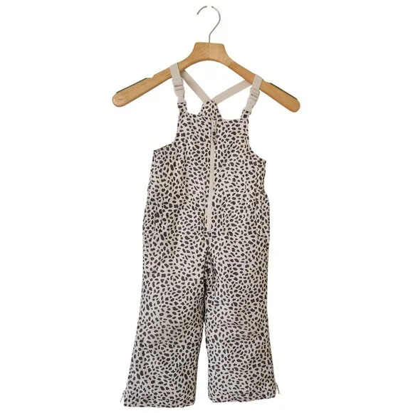Baby Gap 3-Year-Old Snow Bib Overalls Leopard Print Fleece Winter Cute Comy Cozy - Picture 2 of 12